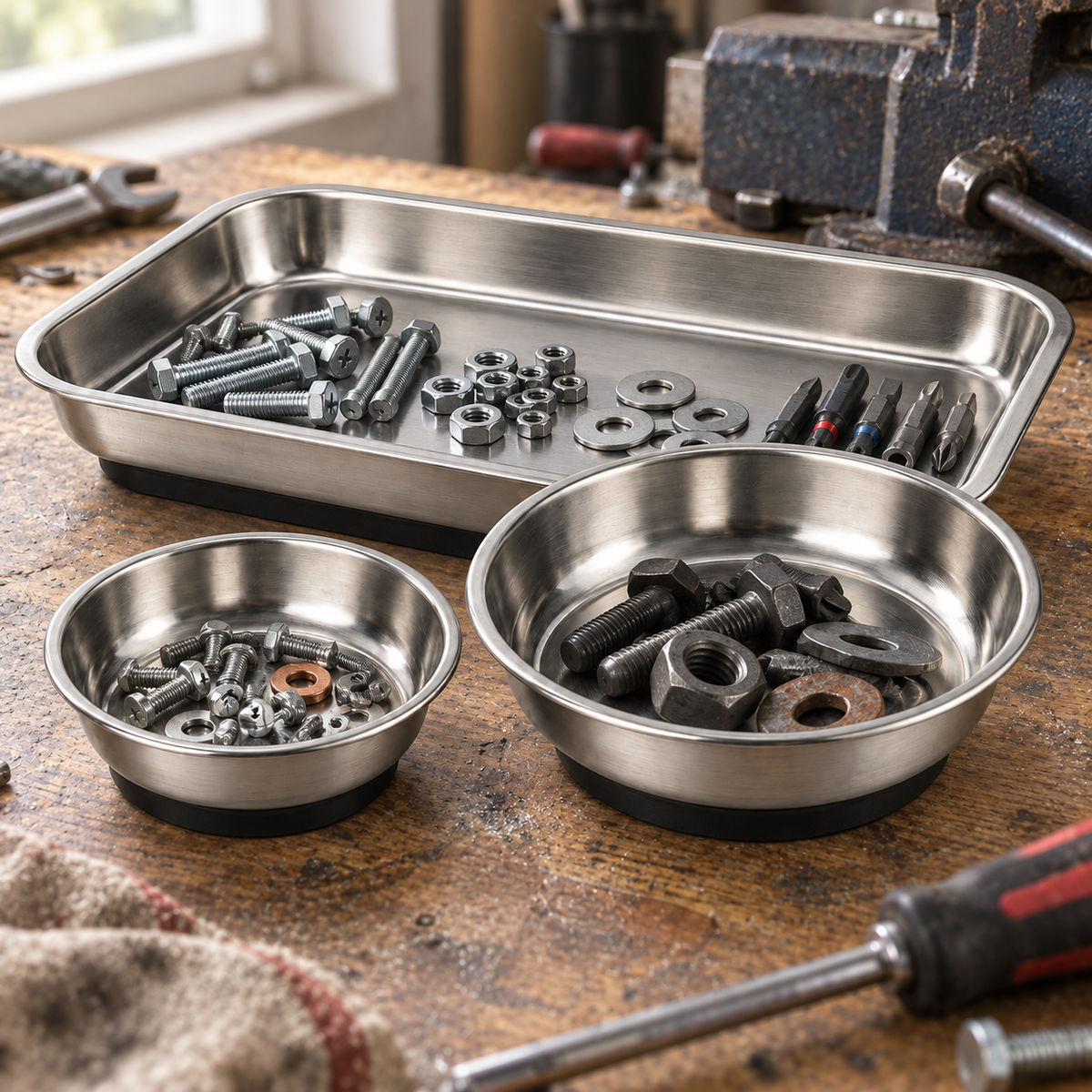 3-Piece Magnetic Parts Tray Set