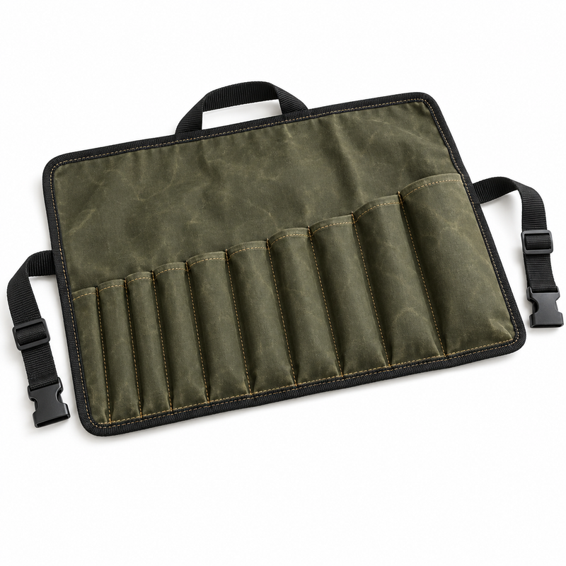 10-Pocket Waxed Canvas Tool Roll