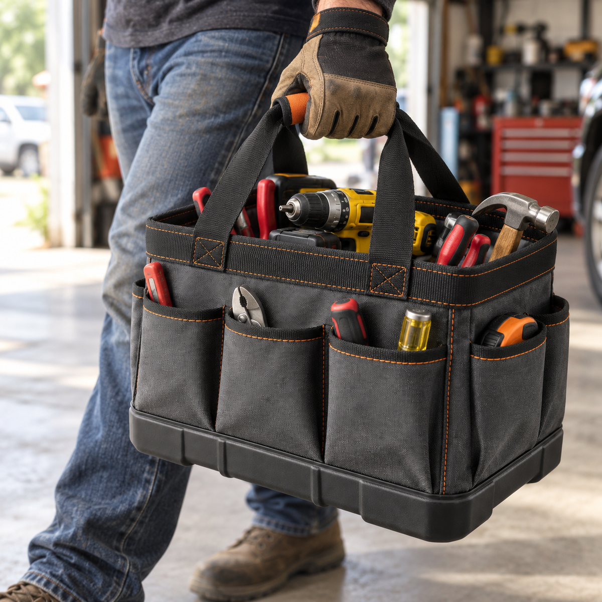 Open-Top Portable Tool Tote