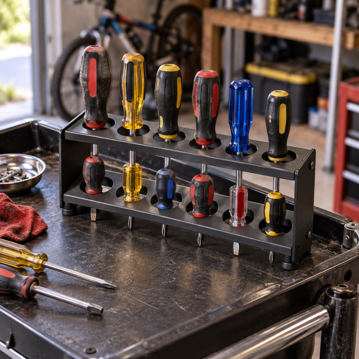 Two-Tier Screwdriver Organizer Rack