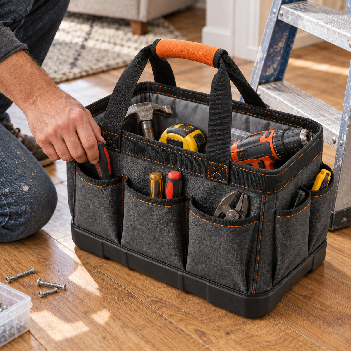 Open-Top Portable Tool Tote