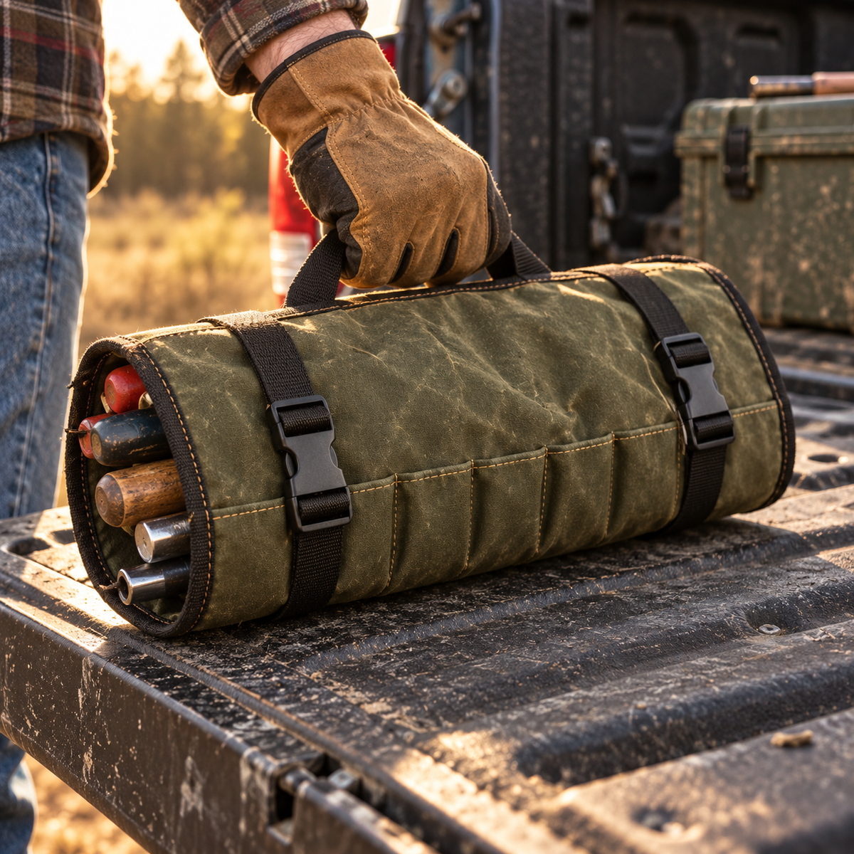 10-Pocket Waxed Canvas Tool Roll