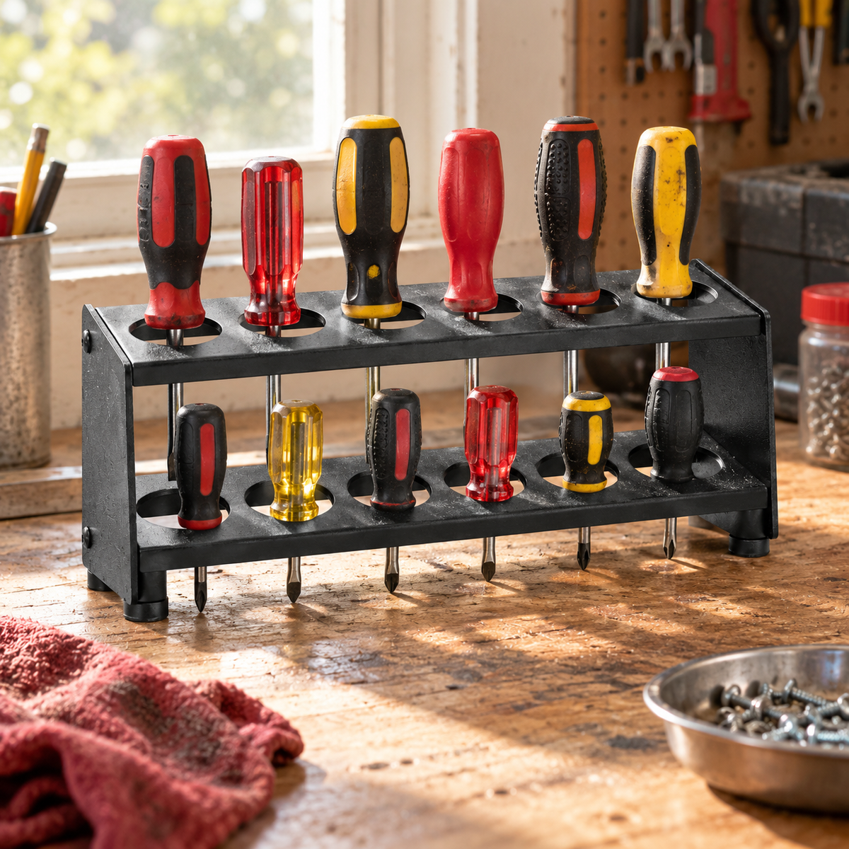 Two-Tier Screwdriver Organizer Rack