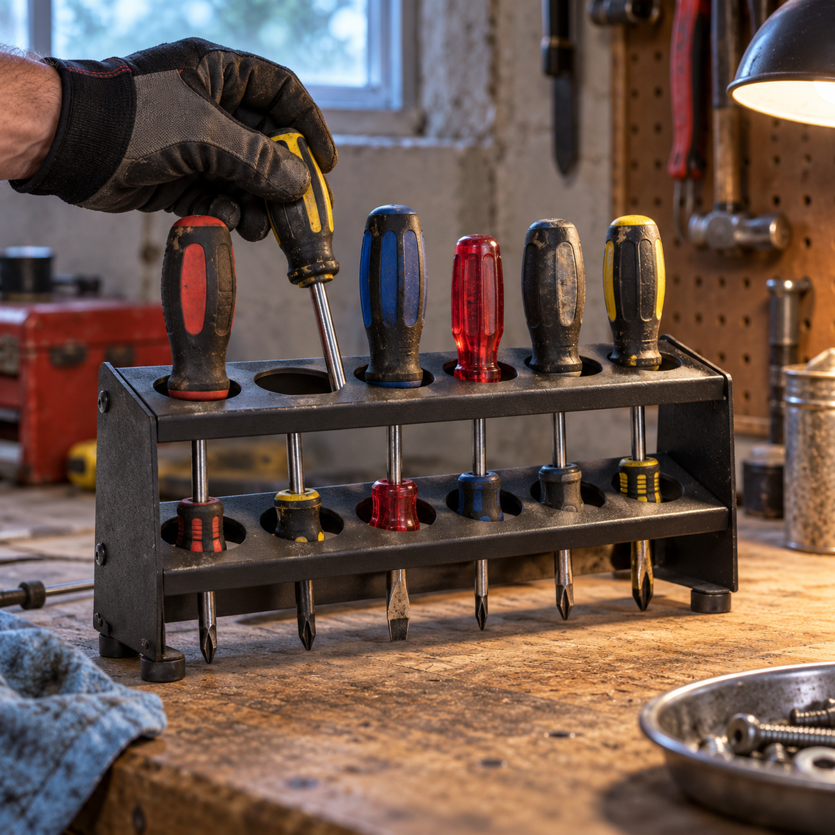 Two-Tier Screwdriver Organizer Rack